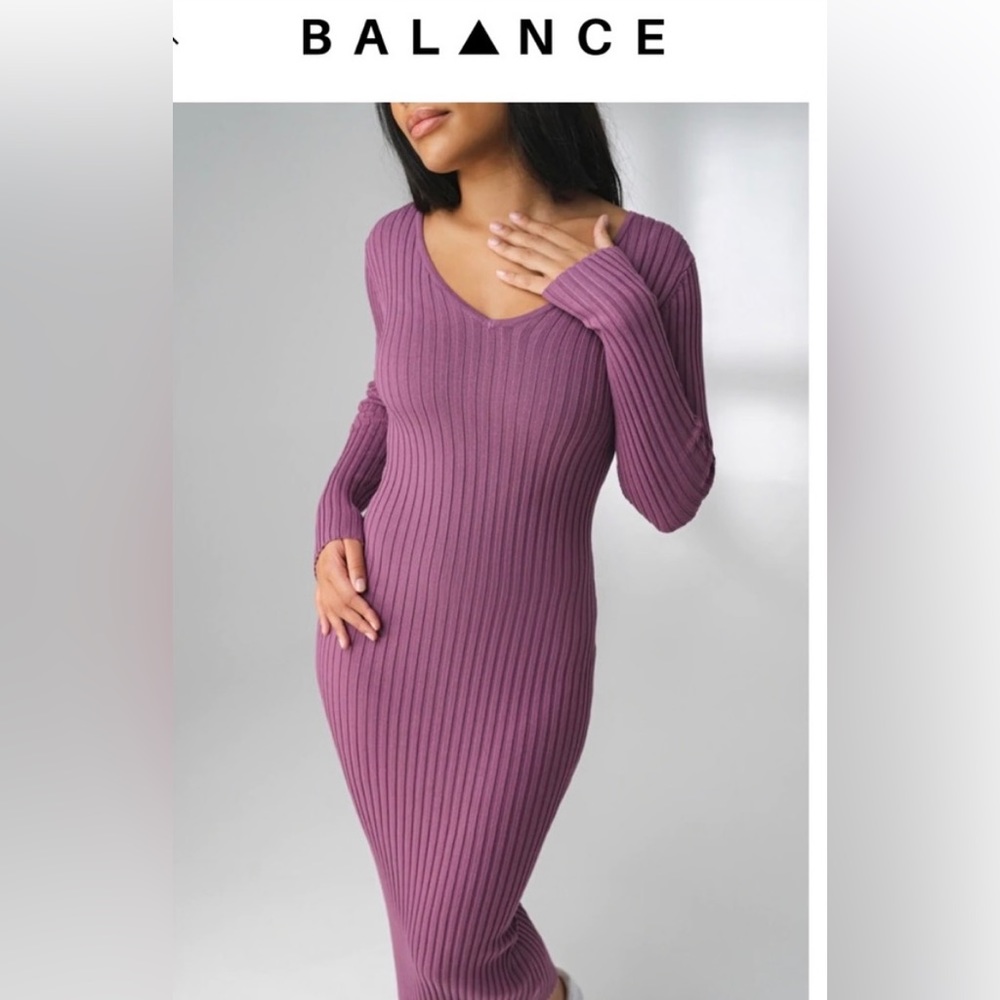 GREEN Knit Sweater Midi Dress by Balance Athletica